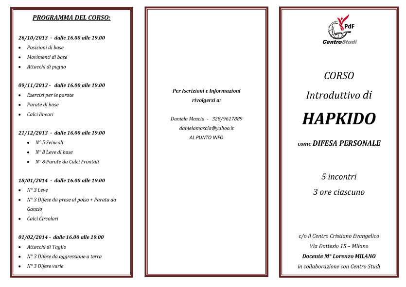 INFO STAGE HAPKIDO - COSTI - DURATA