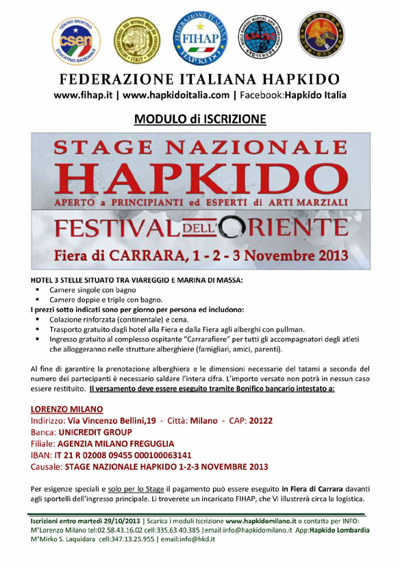 MODULO ISCRIZIONE STAGE NAZIONALE HAPKIDO pag.1