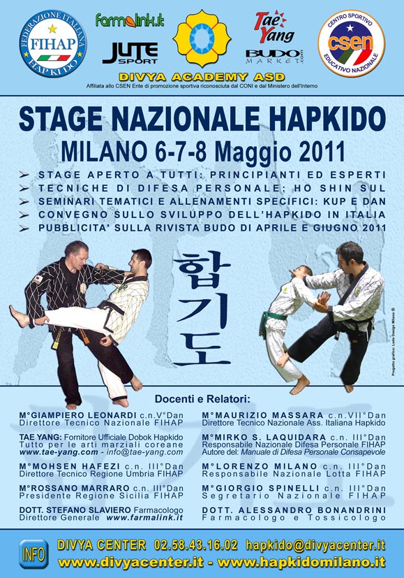 STAGE NAZIONALE HAPKIDO MILANO 6,7 e 8 MAGGIO 2011