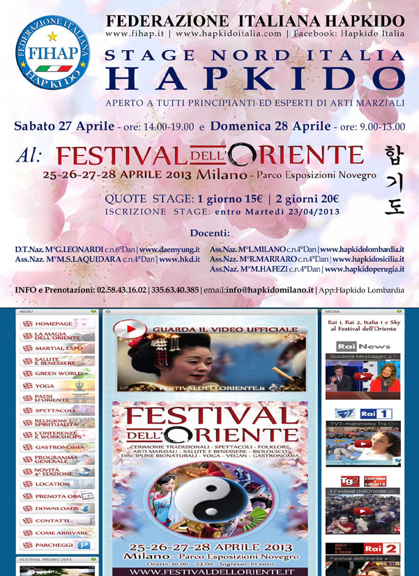 Stage HAPKIDO c/o FESTIVAL dell'ORIENTE